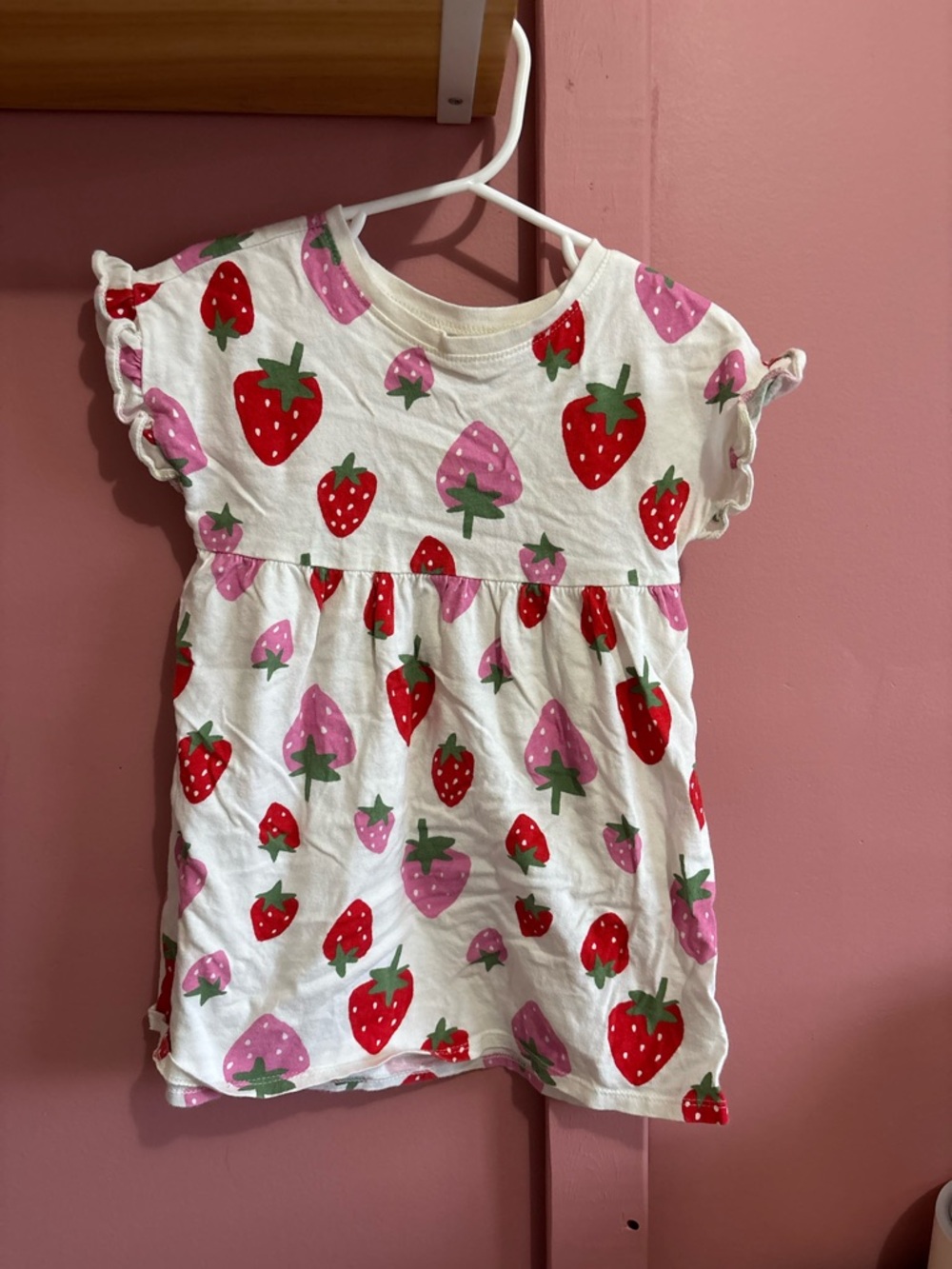 Old Navy strawberry toddler girl dress 3T pink and red